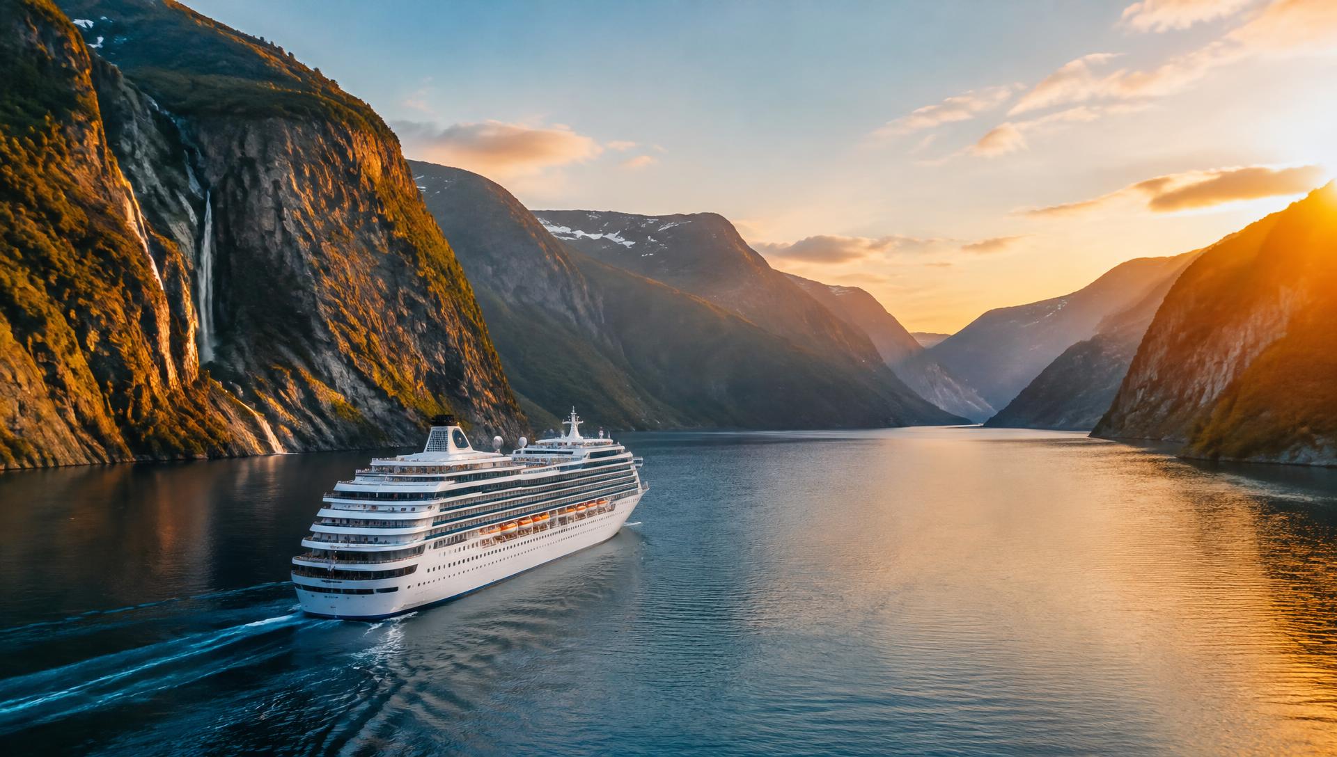 Cruiseschip in een Noorse fjord